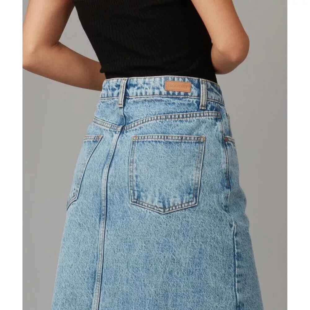 Lola Jeans High Rise Denim Maxi Skirt HALSTON-VIB Size‎ XL - Picture 3 of 9